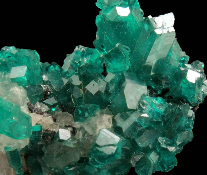 Dioptase on Calcite from Tsumeb Mine, Otavi-Bergland District, Oshikoto, Namibia