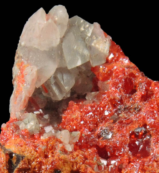 Realgar with Calcite from Getchell Mine, Humboldt County, Nevada