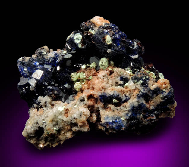 Azurite with Cerussite and Duftite pseudomorphs from Tsumeb Mine, Otavi-Bergland District, Oshikoto, Namibia