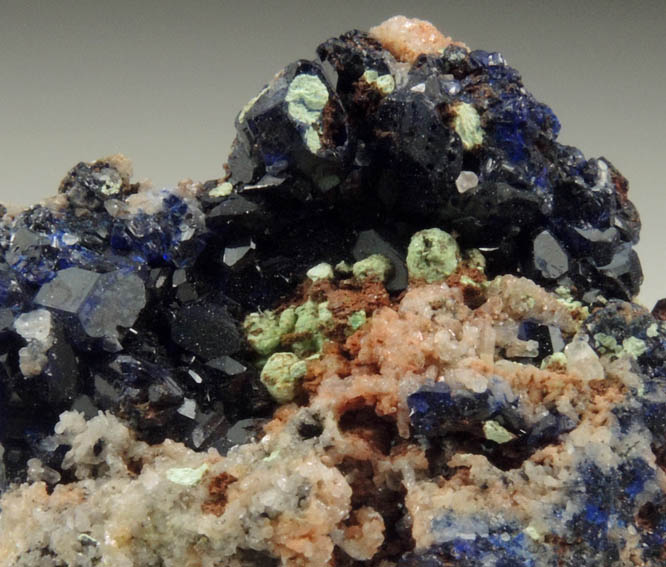 Azurite with Cerussite and Duftite pseudomorphs from Tsumeb Mine, Otavi-Bergland District, Oshikoto, Namibia