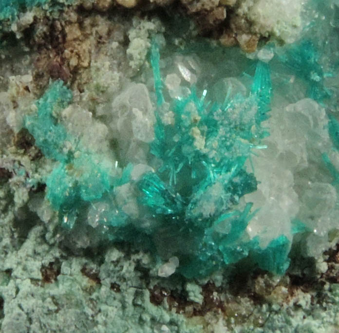 Dioptase on Calcite from Christmas Mine, Banner District, Gila County, Arizona