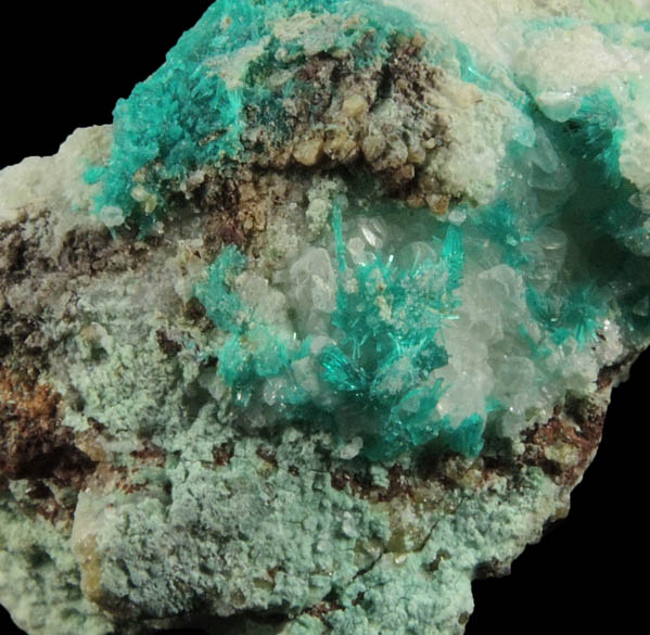 Dioptase on Calcite from Christmas Mine, Banner District, Gila County, Arizona