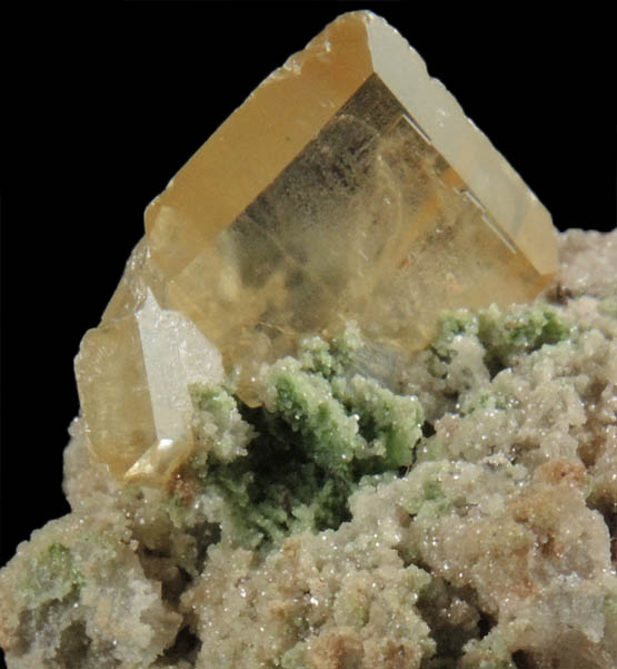 Wulfenite on Calcite-Smithsonite from Tsumeb Mine, Otavi-Bergland District, Oshikoto, Namibia