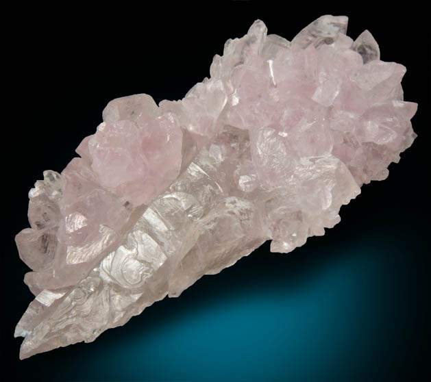 Quartz var. Rose Quartz Crystals on Smoky Quartz from Lavra da Ilha, Taquaral, Jequitinhonha River, Minas Gerais, Brazil