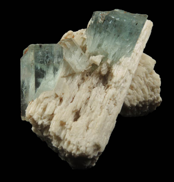 Beryl var. Aquamarine on Microcline from Erongo Mountains, 20 km north of Usakos, Damaraland, Namibia