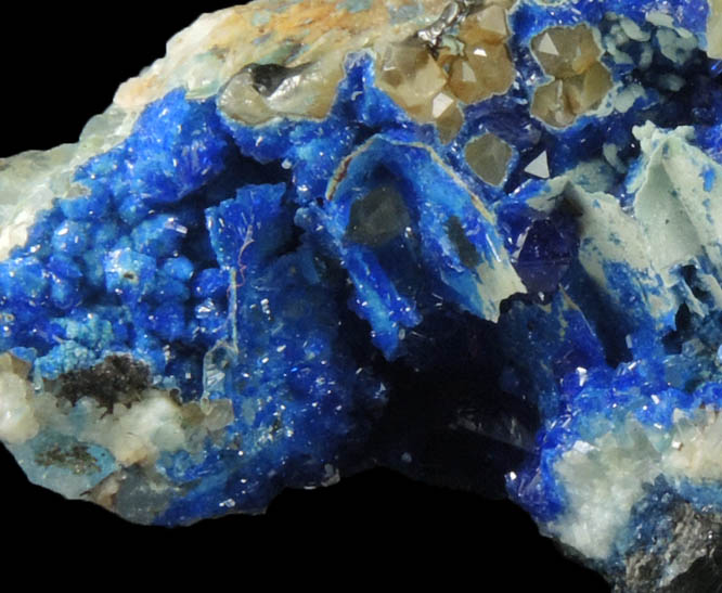 Linarite, Quartz, Barite, Galena from Hansonburg District, 8.5 km south of Bingham, Socorro County, New Mexico