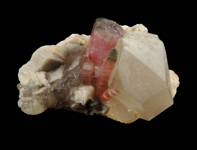 Elbaite var. Rubellite Tourmaline in Quartz and Albite from Mogok District, 115 km NNE of Mandalay, Mandalay Division, Myanmar (Burma)