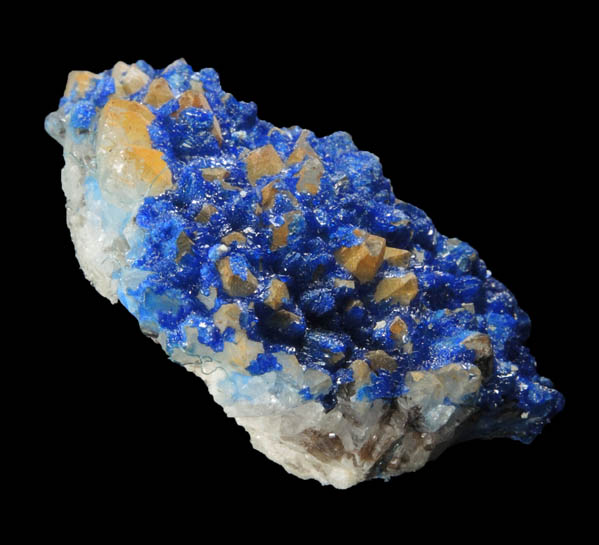 Linarite on Quartz from Hansonburg District, 8.5 km south of Bingham, Socorro County, New Mexico