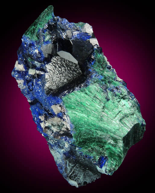 Azurite with Malachite from Milpillas Mine, Cuitaca, Sonora, Mexico