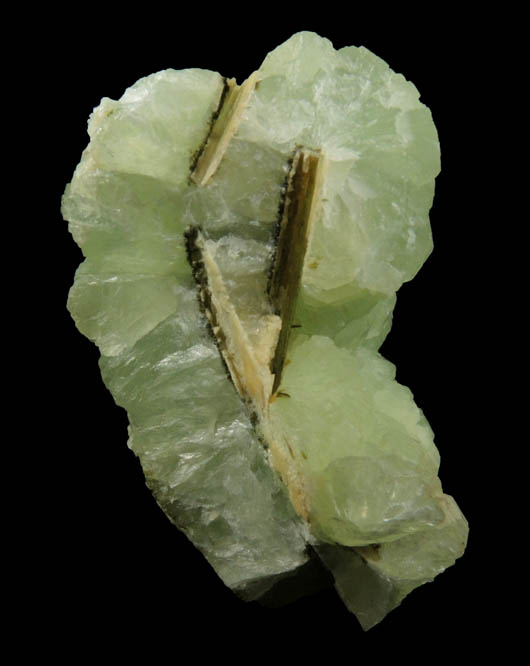 Prehnite with pseudomorphic cavities after Anhydrite from Lane's Quarry, Westfield, Hampden County, Massachusetts