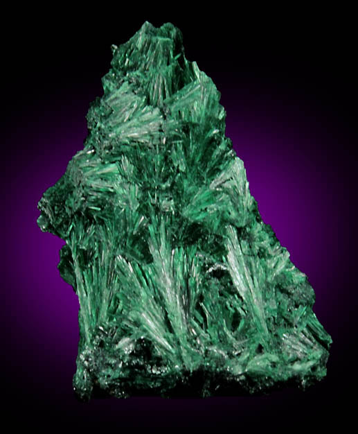 Malachite (fibrous form) from Kolwezi Mining District, 240 km WNW of  Lubumbashi, Katanga Copperbelt, Lualaba Province, Democratic Republic of the Congo