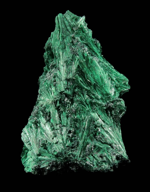 Malachite (fibrous form) from Kolwezi Mining District, 240 km WNW of  Lubumbashi, Katanga Copperbelt, Lualaba Province, Democratic Republic of the Congo