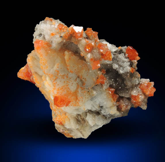 Wulfenite (pseudo-octahedral) and Calcite from Old Yuma Mine, west of Tucson, Pima County, Arizona