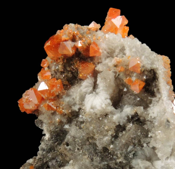 Wulfenite (pseudo-octahedral) and Calcite from Old Yuma Mine, west of Tucson, Pima County, Arizona