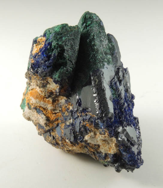 Azurite partially altered to Malachite from Touissit Mine, 21 km SSE of Oujda, Jerada Province, Oriental, Morocco