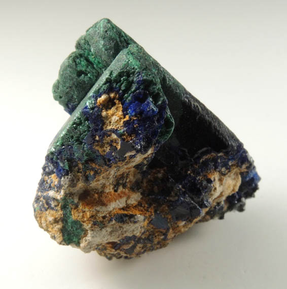 Azurite partially altered to Malachite from Touissit Mine, 21 km SSE of Oujda, Jerada Province, Oriental, Morocco