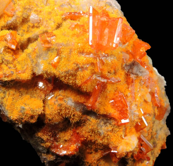 Wulfenite with Mimetite from Rowley Mine, 20 km northwest of Theba, Painted Rock Mountains, Maricopa County, Arizona