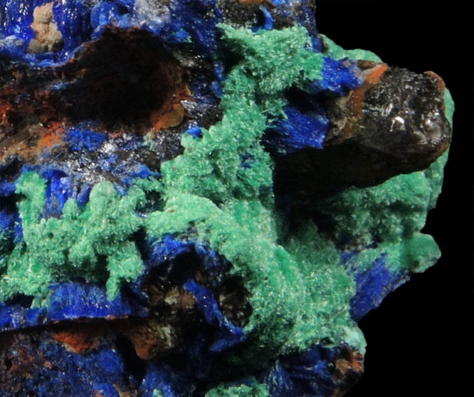 Azurite, Malachite, Limonite, Quartz from M'Ssici, Alnif Cercle, Dra-Tafilalet, Morocco