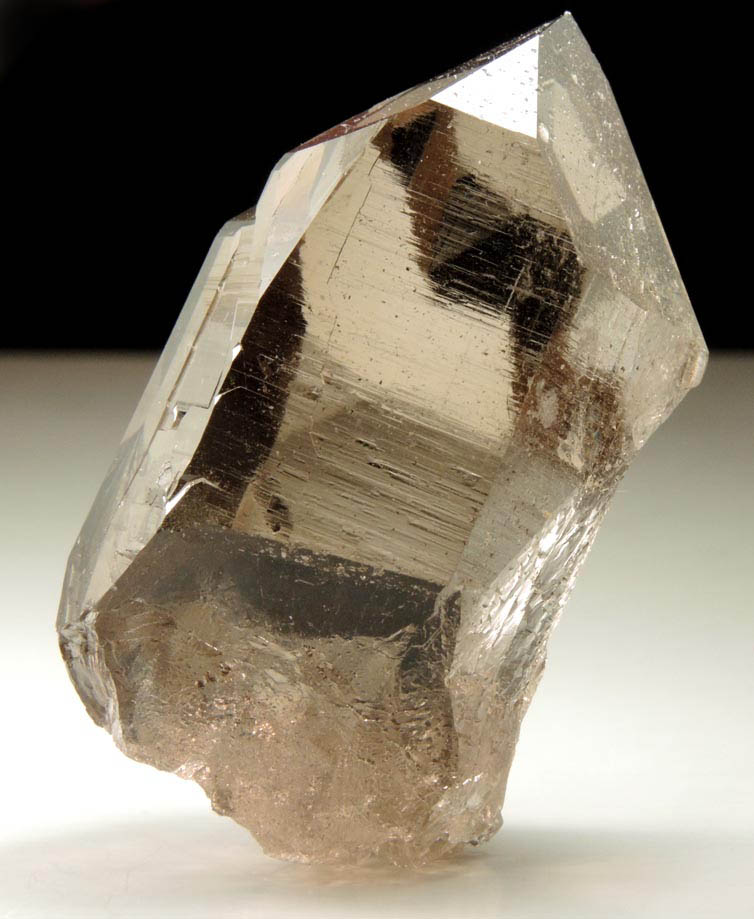 Quartz var. Smoky Quartz (flawless crystal with rare extra faces) from Grimsel Pass, Obergoms, Valais, Switzerland