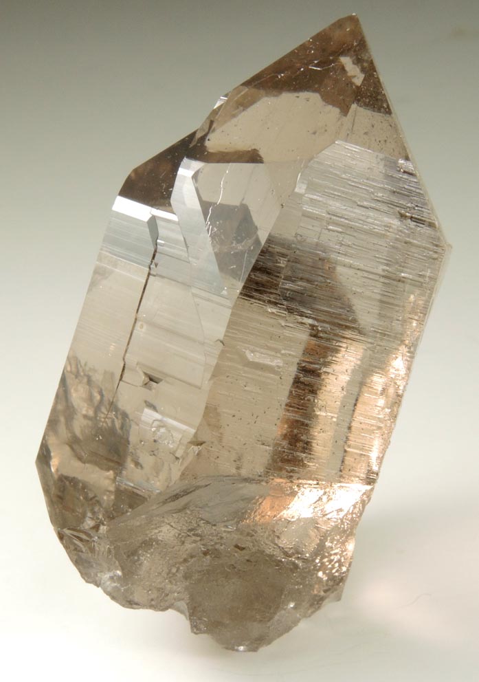 Quartz var. Smoky Quartz (flawless crystal with rare extra faces) from Grimsel Pass, Obergoms, Valais, Switzerland