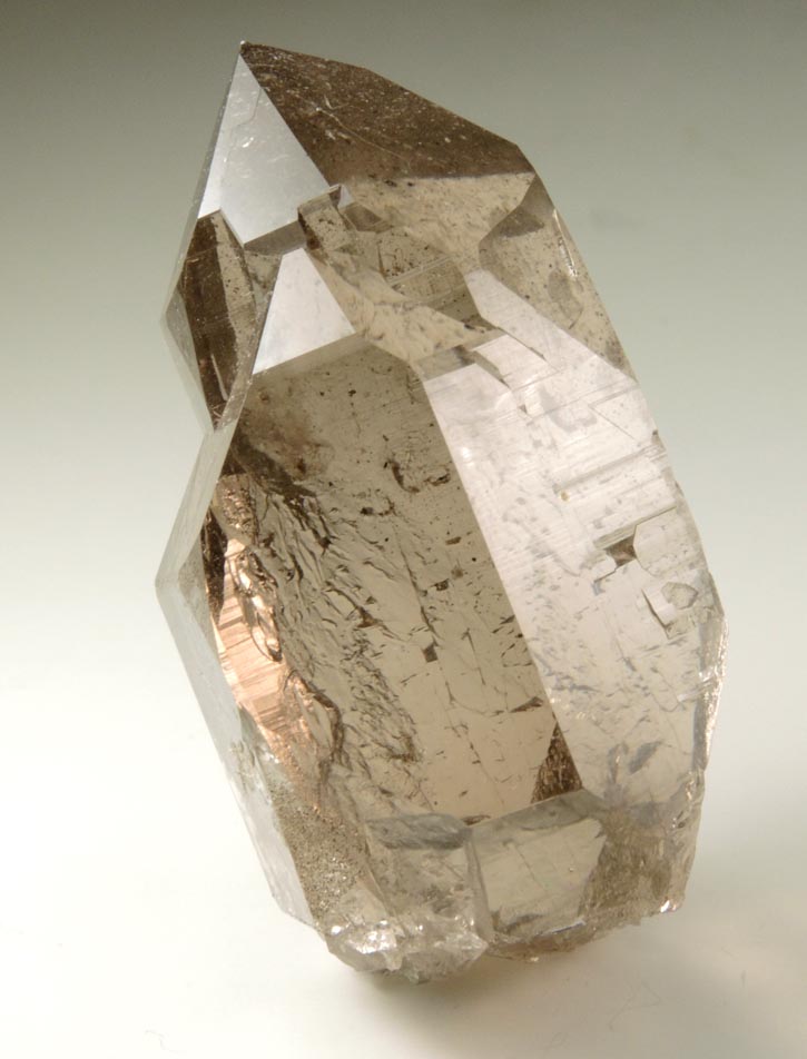 Quartz var. Smoky Quartz (flawless crystal with rare extra faces) from Grimsel Pass, Obergoms, Valais, Switzerland