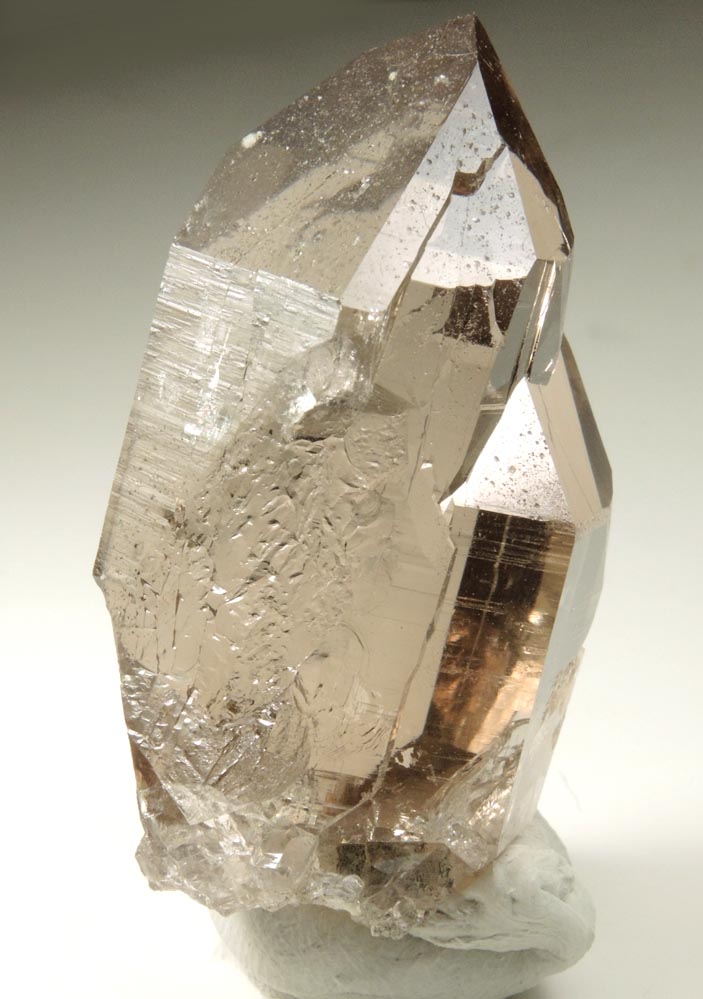 Quartz var. Smoky Quartz (flawless crystal with rare extra faces) from Grimsel Pass, Obergoms, Valais, Switzerland