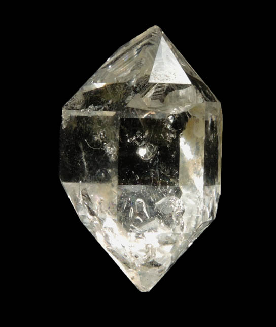 Quartz var. Herkimer Diamond with hydrocarbon inclusions from Ace of Diamonds Mine, Middleville, Herkimer County, New York