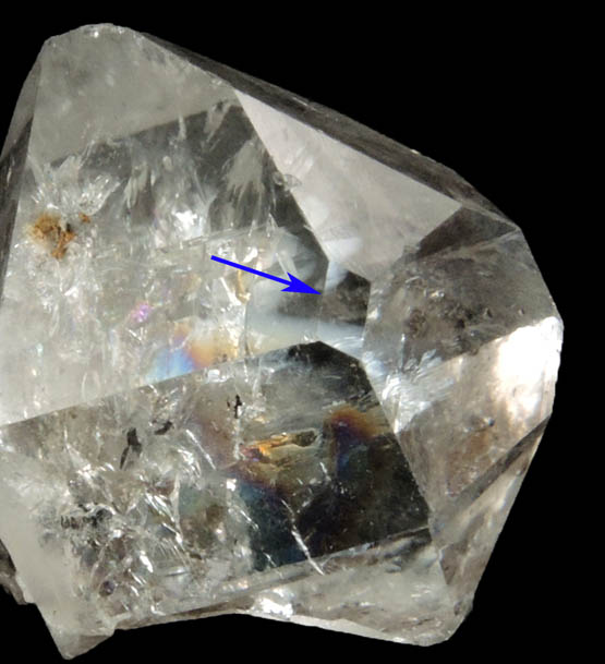 Quartz var. Herkimer Diamond with hydrocarbon inclusions from Ace of Diamonds Mine, Middleville, Herkimer County, New York