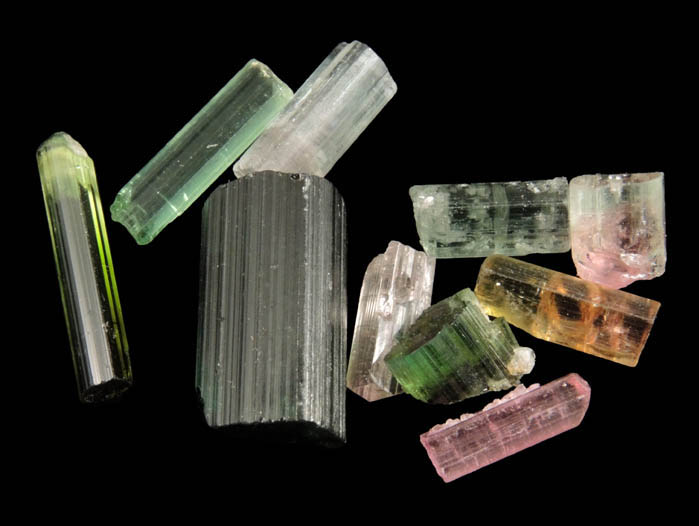 Elbaite Tourmaline (10 crystals) from Nuristan Province, Afghanistan