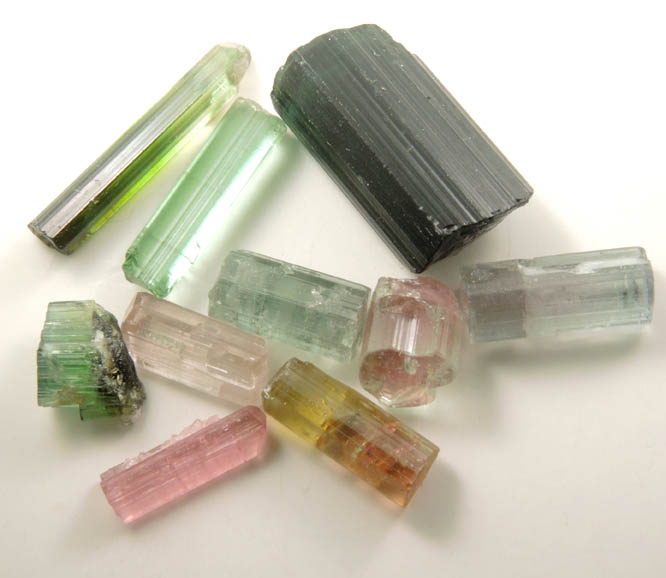 Elbaite Tourmaline (10 crystals) from Nuristan Province, Afghanistan