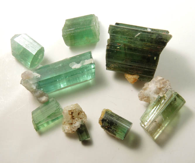 Elbaite Tourmaline (8 crystal segments) from Havey Quarry, Poland, Androscoggin County, Maine