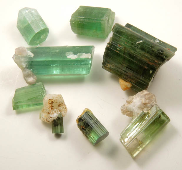 Elbaite Tourmaline (8 crystal segments) from Havey Quarry, Poland, Androscoggin County, Maine