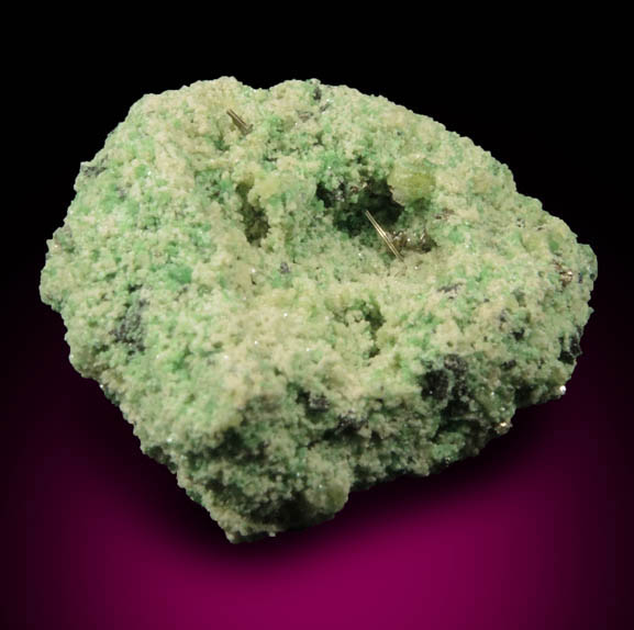 Millerite in Grossular Garnet from Orford Nickel Mine, 5.6 km southwest of Saint-Denis-de-Brompton, Qubec, Canada