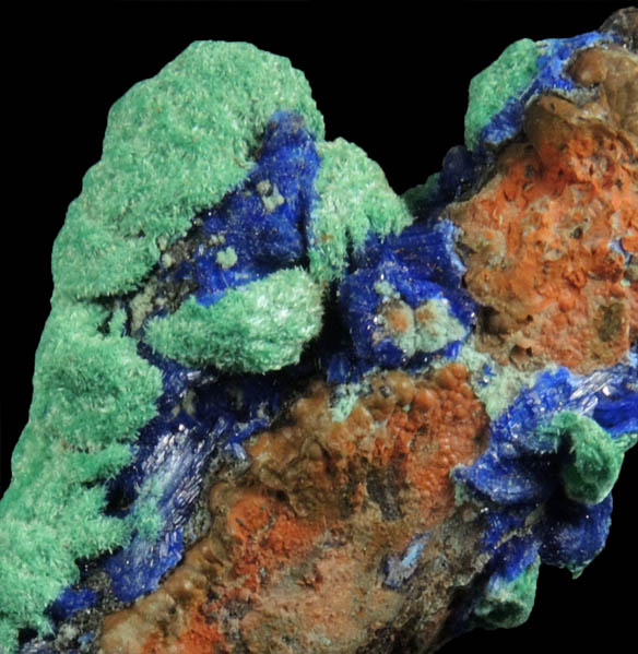 Azurite, Malachite, Limonite, Quartz from M'Ssici, Alnif Cercle, Dra-Tafilalet, Morocco