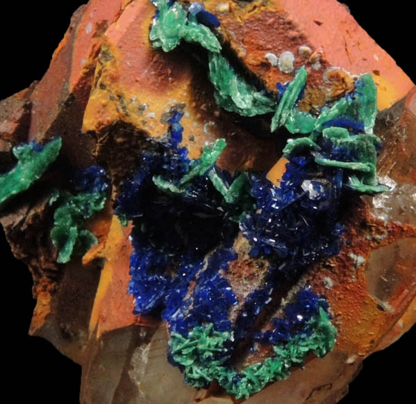 Azurite, Malachite, Limonite, Quartz from M'Ssici, Alnif Cercle, Dra-Tafilalet, Morocco