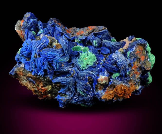 Azurite, Malachite, Limonite, Quartz from M'Ssici, Alnif Cercle, Dra-Tafilalet, Morocco