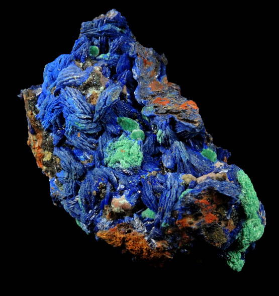 Azurite, Malachite, Limonite, Quartz from M'Ssici, Alnif Cercle, Dra-Tafilalet, Morocco