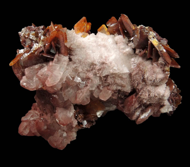 Wulfenite on Calcite from Sierra de Los Lamentos, Chihuahua, Mexico