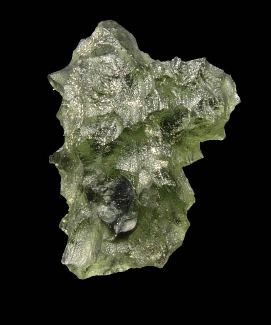 Moldavite (Tektite  natural glass caused by meteorite impact) from Vltava (Moldau) River, southern Bohemia, Czech Republic (Type Locality for Moldavite)