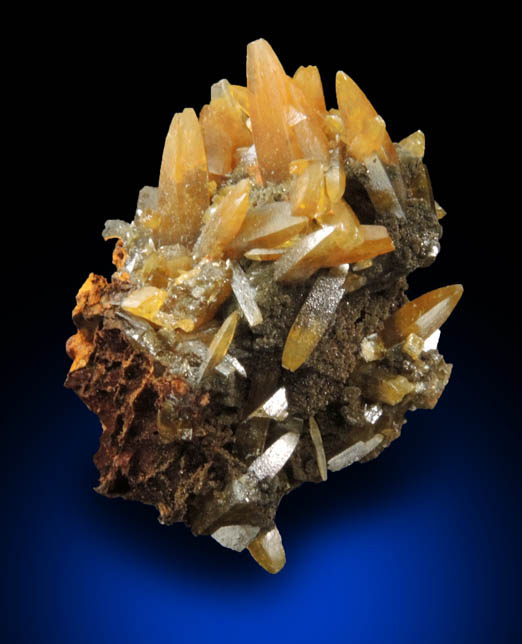 Wulfenite (pseudo-scalenohedral crystals) with Mimetite from Mina Ojuela, San Juan Poniente Vein, Level 6, Mapimi, Durango, Mexico