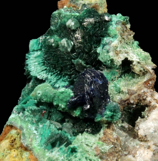 Azurite and Malachite from Ondrick Quarry, Granby, Hampshire County, Massachusetts