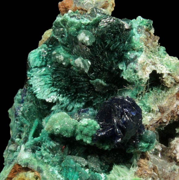 Azurite and Malachite from Ondrick Quarry, Granby, Hampshire County, Massachusetts
