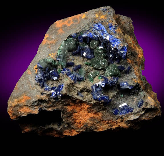 Azurite and Malachite from Morenci Mine, 4750' Level, Lone Star Area, Clifton District, Greenlee County, Arizona