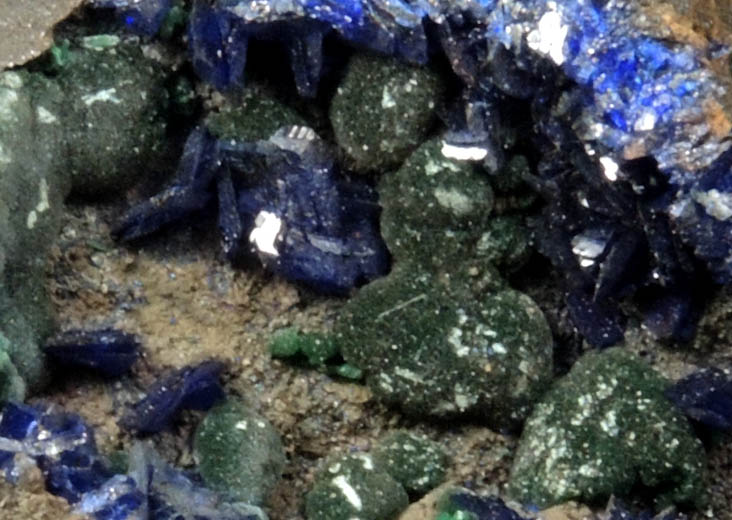 Azurite and Malachite from Morenci Mine, 4750' Level, Lone Star Area, Clifton District, Greenlee County, Arizona