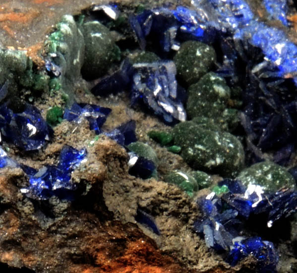 Azurite and Malachite from Morenci Mine, 4750' Level, Lone Star Area, Clifton District, Greenlee County, Arizona
