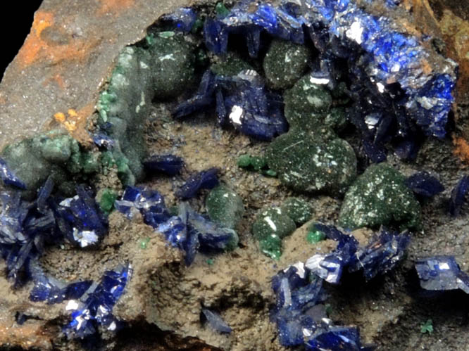Azurite and Malachite from Morenci Mine, 4750' Level, Lone Star Area, Clifton District, Greenlee County, Arizona