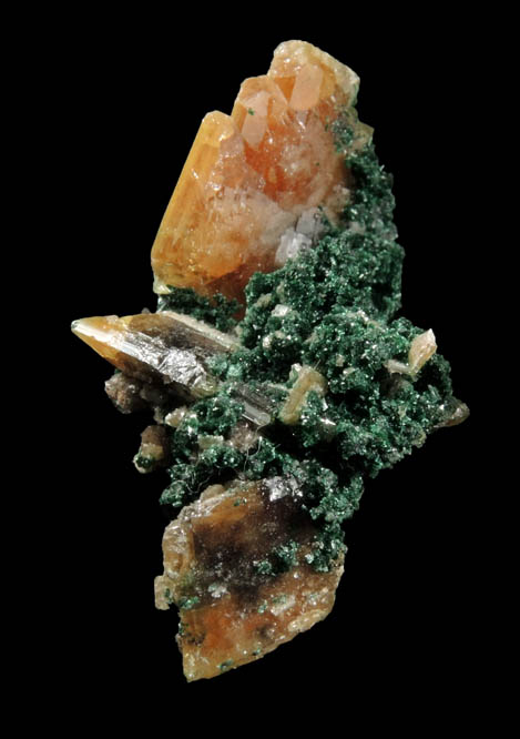 Wulfenite and Malachite from Tsumeb Mine, Otavi-Bergland District, Oshikoto, Namibia