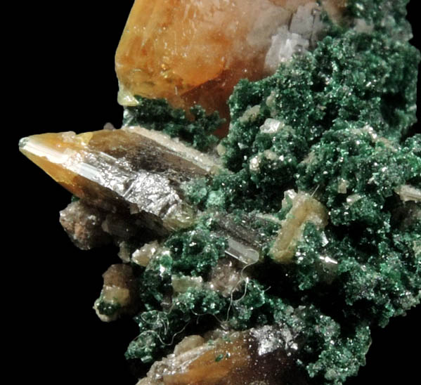 Wulfenite and Malachite from Tsumeb Mine, Otavi-Bergland District, Oshikoto, Namibia