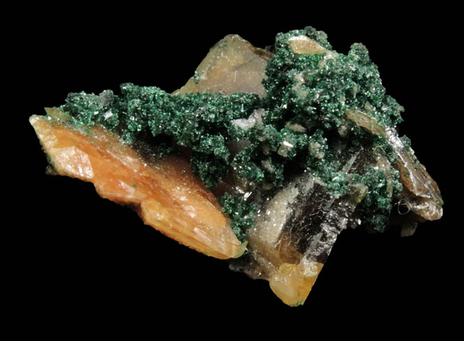 Wulfenite and Malachite from Tsumeb Mine, Otavi-Bergland District, Oshikoto, Namibia