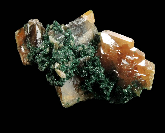 Wulfenite and Malachite from Tsumeb Mine, Otavi-Bergland District, Oshikoto, Namibia